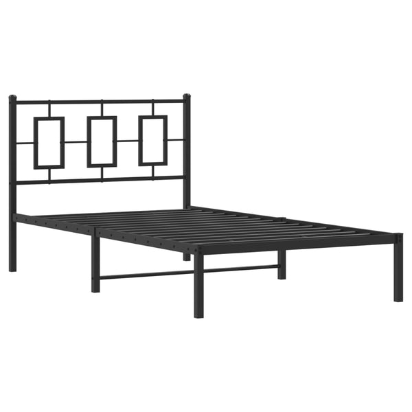 Schwarzes Metallbettgestell mit Kopfteil Albatros 100x200cm