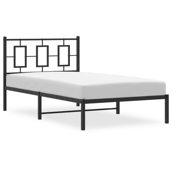 Schwarzes Metallbettgestell mit Kopfteil Albatros 100x200cm