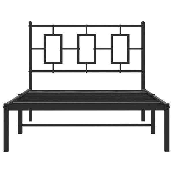 Schwarzes Metallbettgestell mit Kopfteil Albatros 100x200cm
