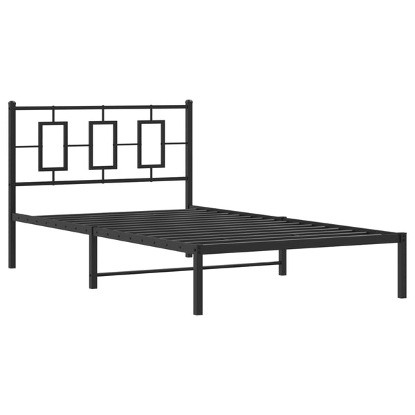 Schwarzes Metallbettgestell mit Kopfteil Albatros 107x203cm