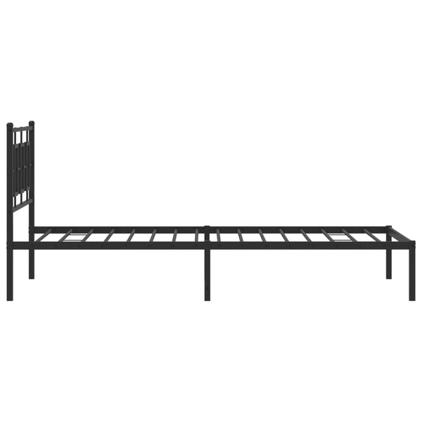 Schwarzes Metallbettgestell mit Kopfteil Albatros 107x203cm