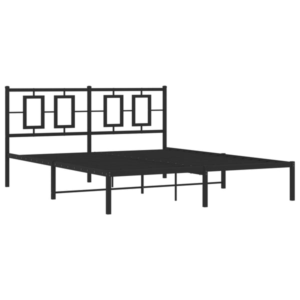 Schwarzes Metallbettgestell mit Kopfteil Albatros 150x200cm