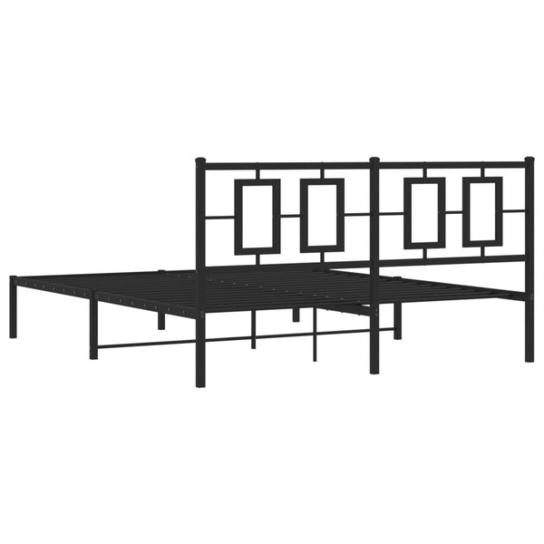 Schwarzes Metallbettgestell mit Kopfteil Albatros 150x200cm