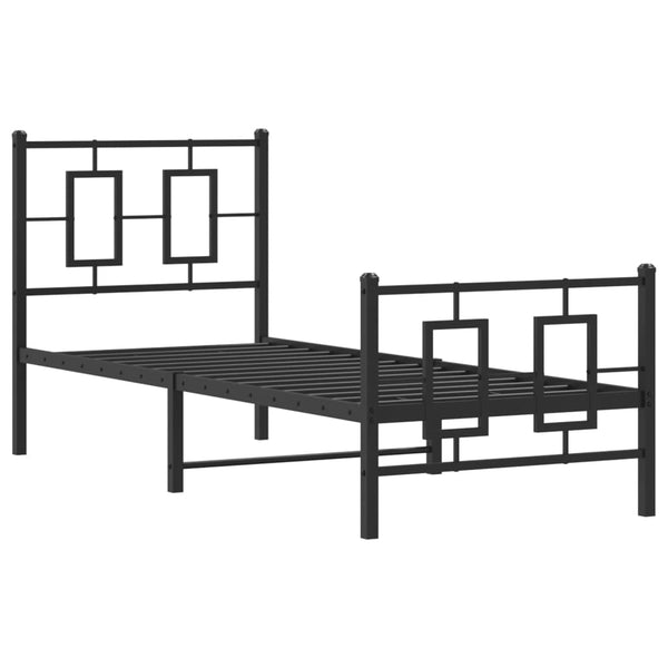 Schwarzes Metallbettgestell mit Kopfteil Albatros 75x190cm