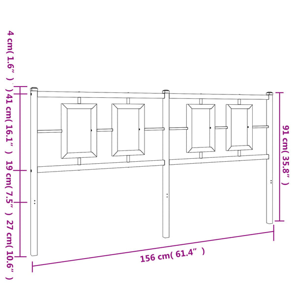 Valkoinen metallinen sängynpääty Romelia 150cm