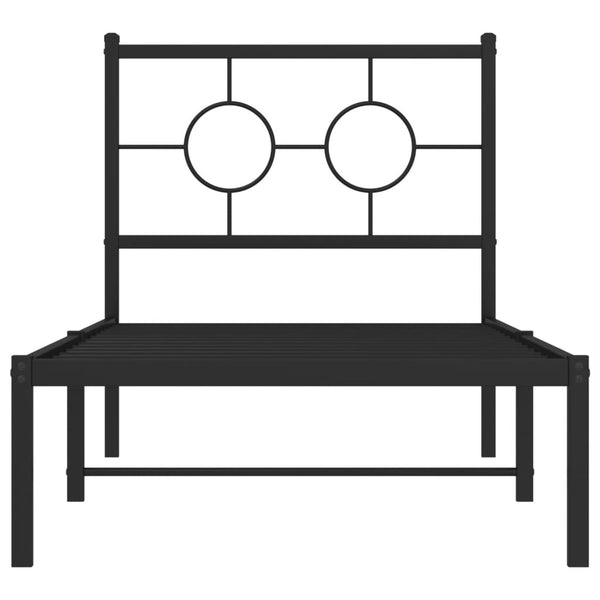 Schwarzes Metallbettgestell mit Kopfteil Lulah 75x190cm