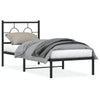Schwarzes Metallbettgestell mit Kopfteil Lulah 80x200cm