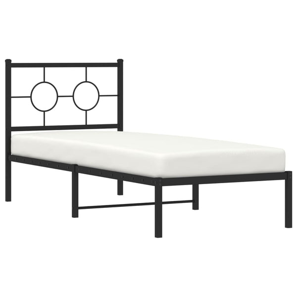Schwarzes Metallbettgestell mit Kopfteil Lulah 80x200cm