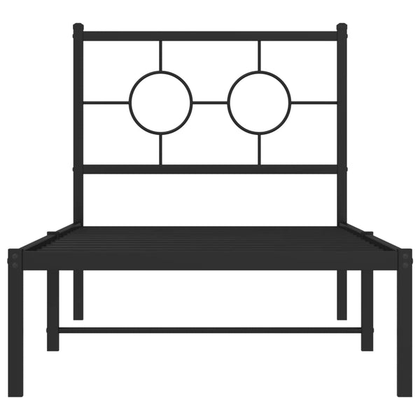 Schwarzes Metallbettgestell mit Kopfteil Lulah 80x200cm