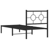 Schwarzes Metallbettgestell mit Kopfteil Lulah 80x200cm