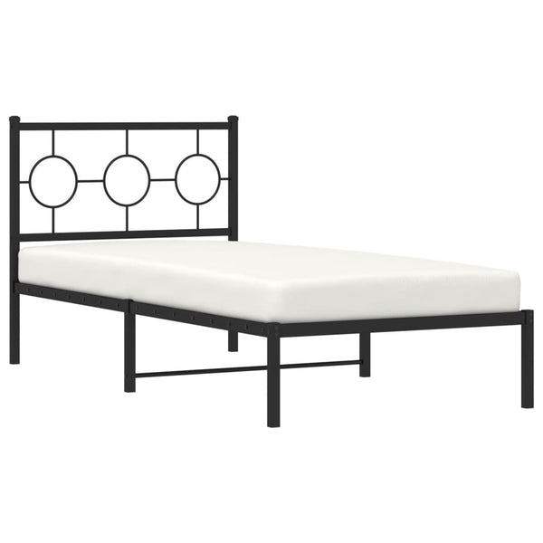 Schwarzes Metallbettgestell mit Kopfteil Lulah 90x190cm