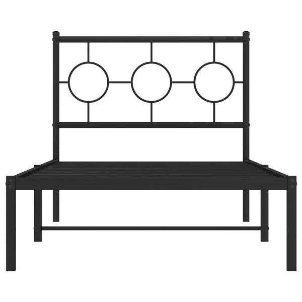 Schwarzes Metallbettgestell mit Kopfteil Lulah 90x190cm