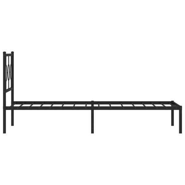 Schwarzes Metallbettgestell mit Kopfteil Lulah 90x190cm