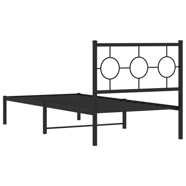 Schwarzes Metallbettgestell mit Kopfteil Lulah 90x190cm