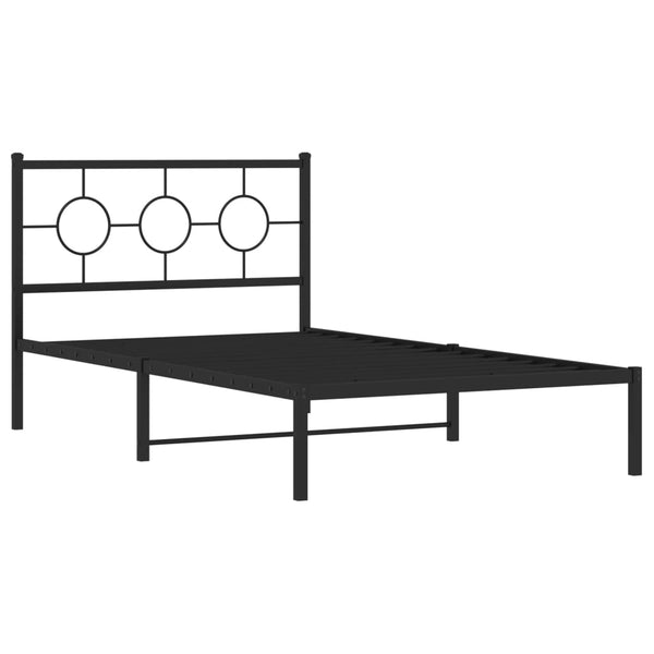 Schwarzes Metallbettgestell mit Kopfteil Lulah 107x203cm
