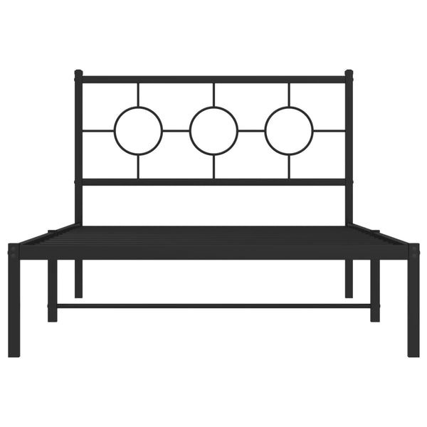 Schwarzes Metallbettgestell mit Kopfteil Lulah 107x203cm
