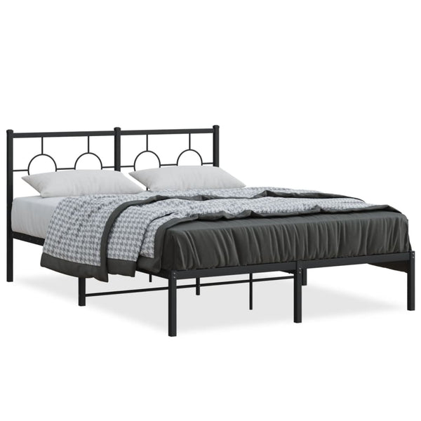 Schwarzes Metallbettgestell mit Kopfteil Lulah 140x190cm
