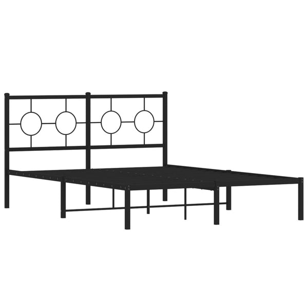 Schwarzes Metallbettgestell mit Kopfteil Lulah 140x190cm