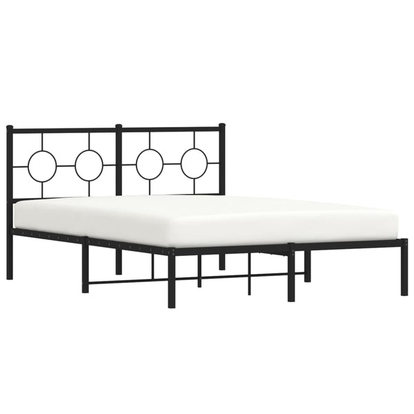 Schwarzes Metallbettgestell mit Kopfteil Lulah 140x190cm