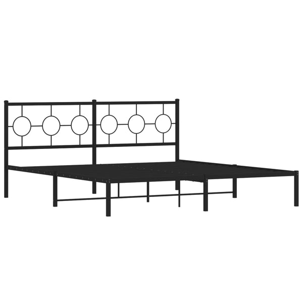 Schwarzes Metallbettgestell mit Kopfteil Lulah 183x213cm