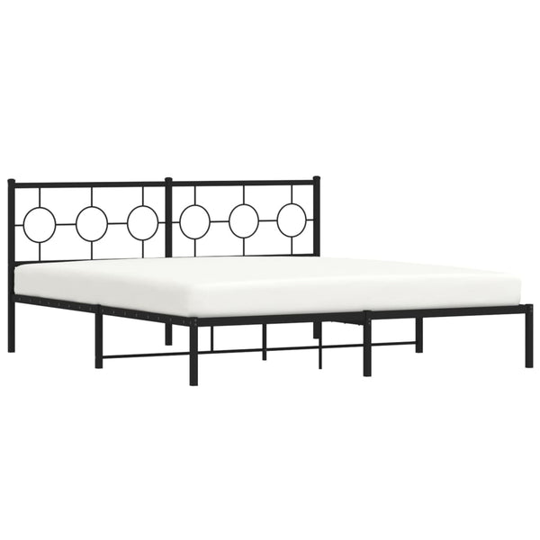 Schwarzes Metallbettgestell mit Kopfteil Lulah 183x213cm