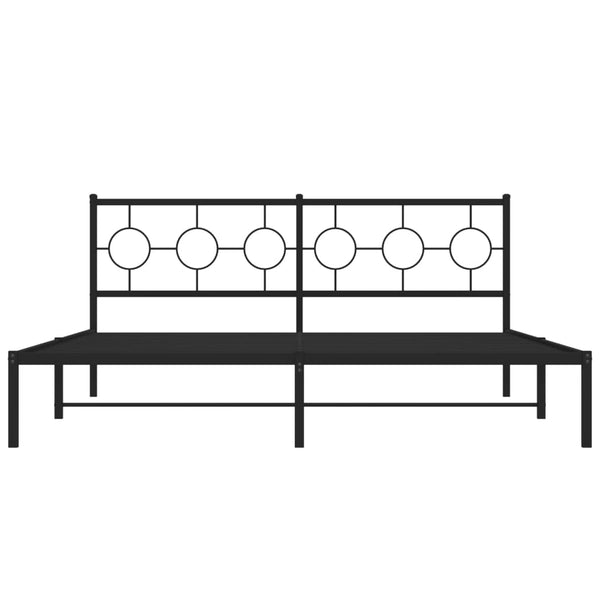 Schwarzes Metallbettgestell mit Kopfteil Lulah 183x213cm