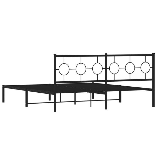 Schwarzes Metallbettgestell mit Kopfteil Lulah 183x213cm