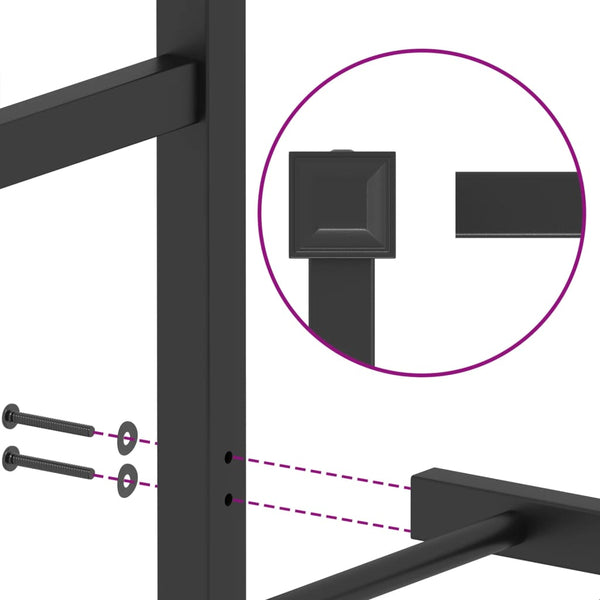 Musta metallinen sängynrunko päädyllä Lulah 193x203cm
