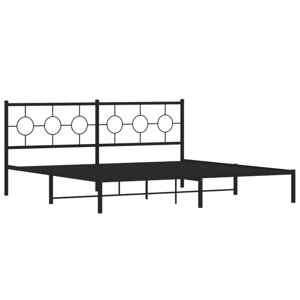 Schwarzer Metallbettrahmen mit Kopfteil Lulah 200x200cm