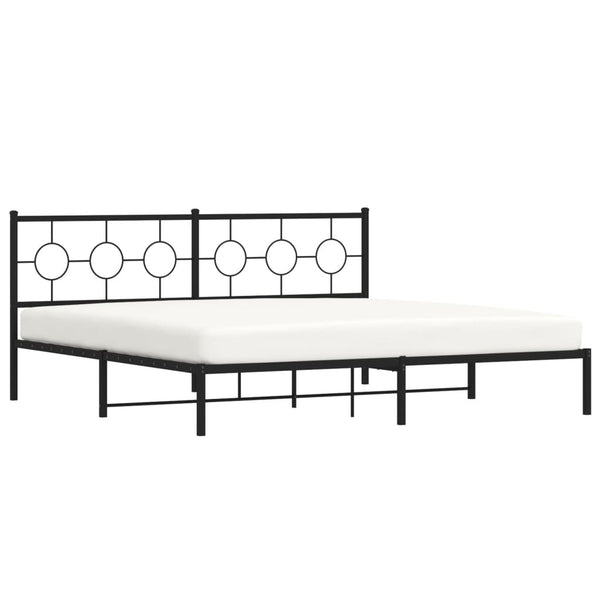 Schwarzer Metallbettrahmen mit Kopfteil Lulah 200x200cm