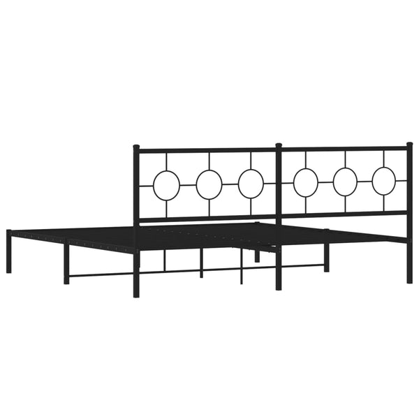 Schwarzer Metallbettrahmen mit Kopfteil Lulah 200x200cm