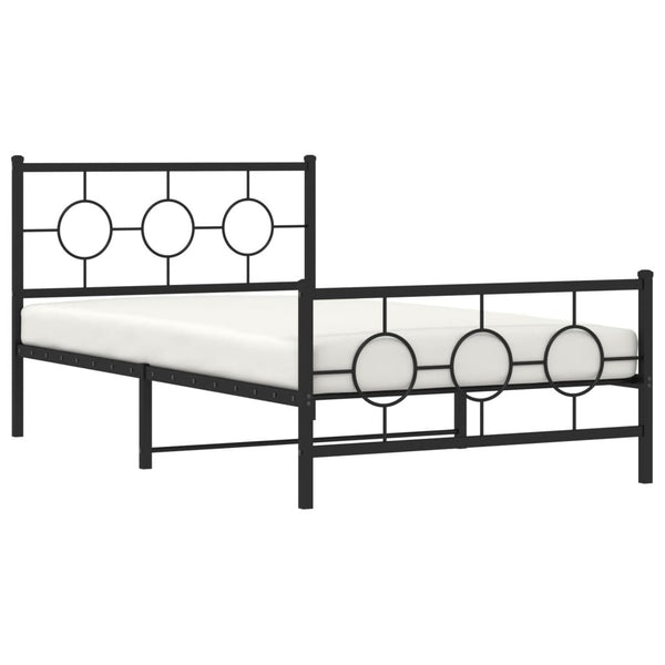 Schwarzer Bettrahmen mit Kopfteil und Fußteil Lulah 107x203cm