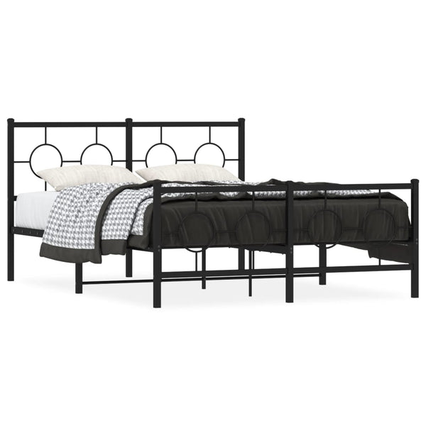 Schwarzes Metallbettgestell mit Kopfteilen Lulah 140x200cm