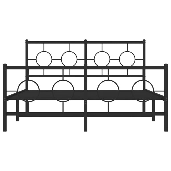 Schwarzes Metallbettgestell mit Kopfteilen Lulah 140x200cm