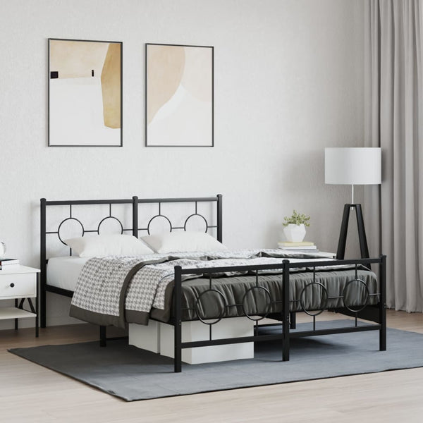 Schwarzes Metallbettgestell mit Kopfteilen Lulah 140x200cm