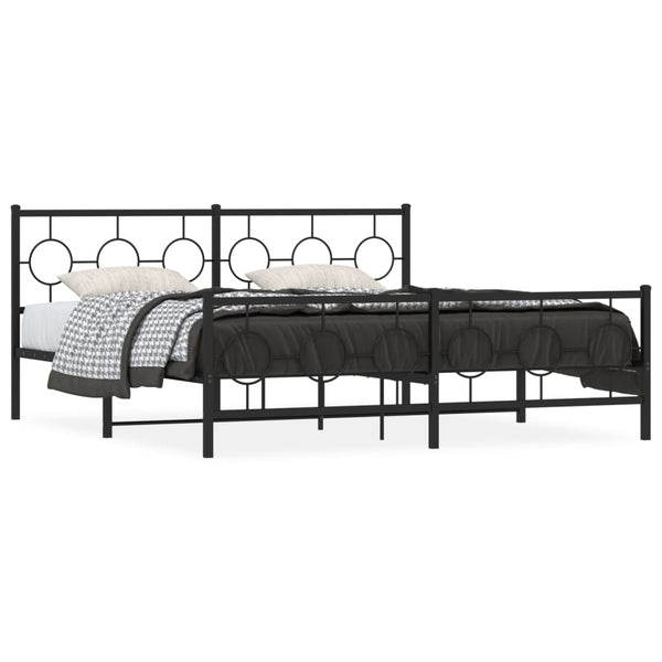 Schwarzes Metallbettgestell mit Kopfteil Lulah 183x213cm