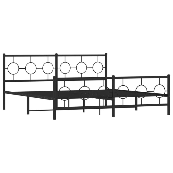 Schwarzes Metallbettgestell mit Kopfteil Lulah 183x213cm