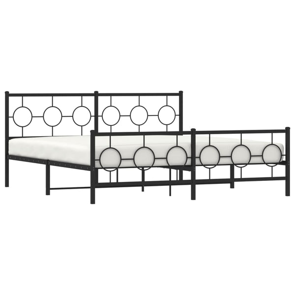 Schwarzes Metallbettgestell mit Kopfteil Lulah 183x213cm