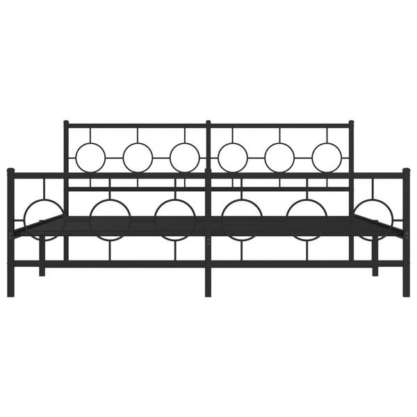 Schwarzes Metallbettgestell mit Kopfteil Lulah 183x213cm