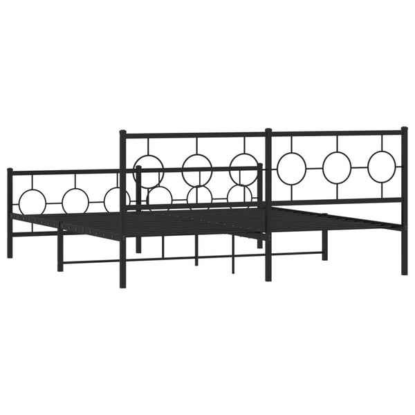 Schwarzes Metallbettgestell mit Kopfteil Lulah 183x213cm