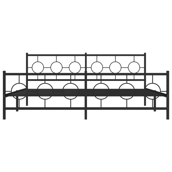 Schwarzes Metallbettgestell mit Kopfteil Lulah 193x203cm