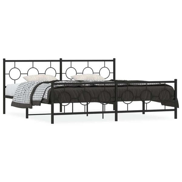 Schwarzes Metallbettgestell mit Kopfteil Lulah 200x200cm