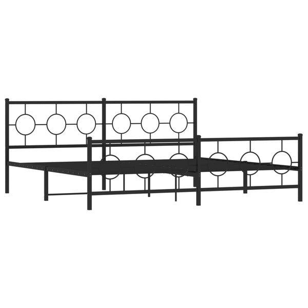 Schwarzes Metallbettgestell mit Kopfteil Lulah 200x200cm