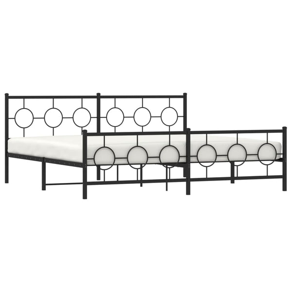 Schwarzes Metallbettgestell mit Kopfteil Lulah 200x200cm