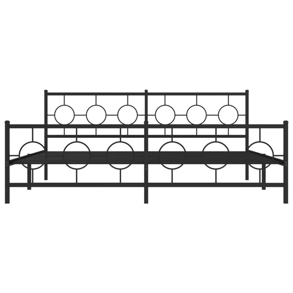Schwarzes Metallbettgestell mit Kopfteil Lulah 200x200cm