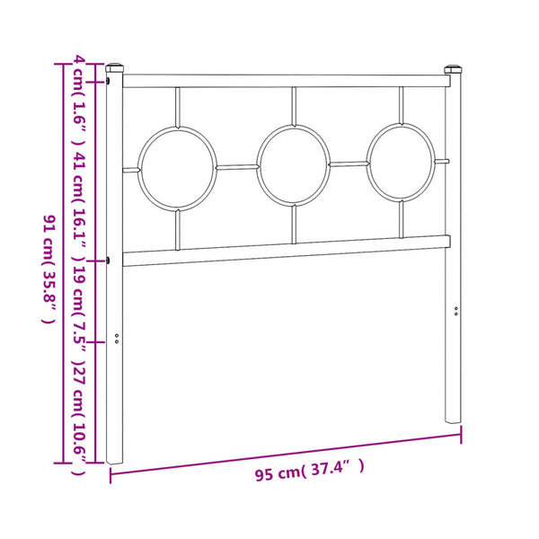 Musta metallinen sängynpääty Suhar 90cm