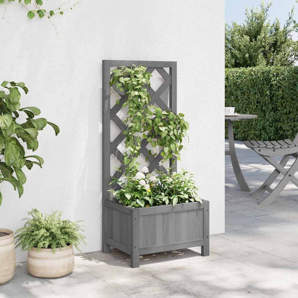 Kaetana Blumenkasten mit Spalier grau (Fichte)
