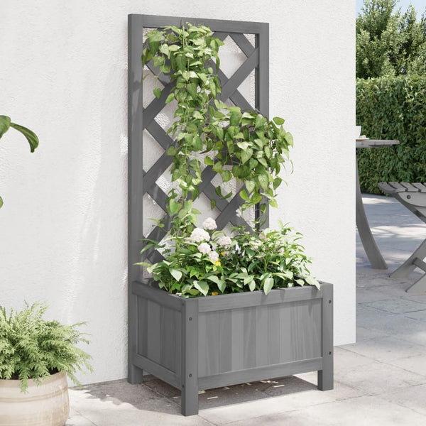 Kaetana Blumenkasten mit Spalier grau (Fichte)