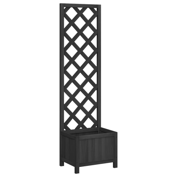 Kaetana Blumenkasten mit Gitter, schwarz (Kiefer)