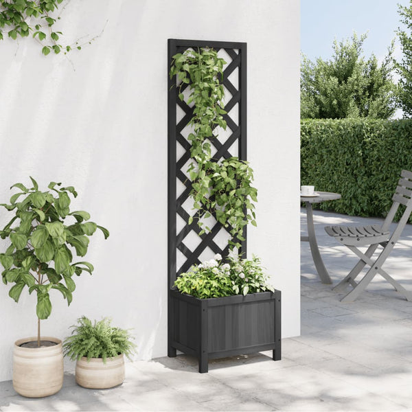 Kaetana Blumenkasten mit Gitter, schwarz (Kiefer)